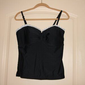 CATALINA BLACK & WHITE TANKINI TOP WOMENS SZ L (36/38 CD)